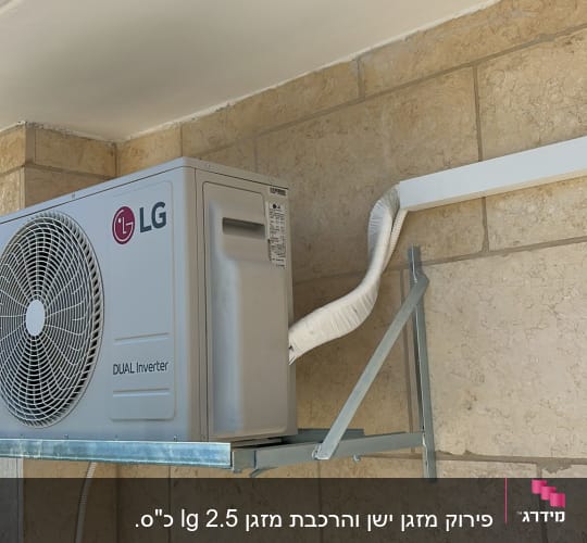 יחידת מיזוג אוויר מותקנת על קיר חיצוני